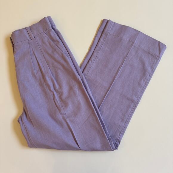Abercrombie & Fitch Linen Blend Lilac Size Small EUC High Waist Pleated Wide Leg - Picture 3 of 12